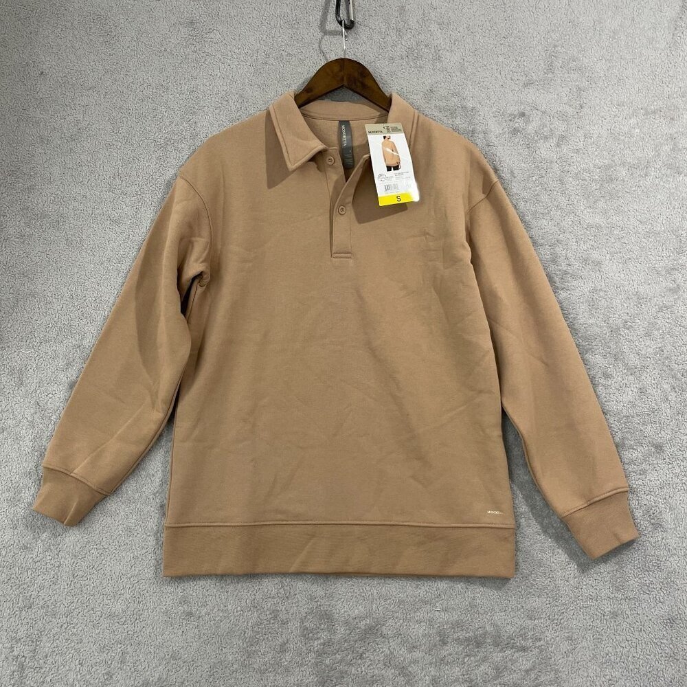 NEW Mondetta Women's S Tan Pullover Collared Sweatshirt Long Sleeve Polyester - Picture 2 of 9
